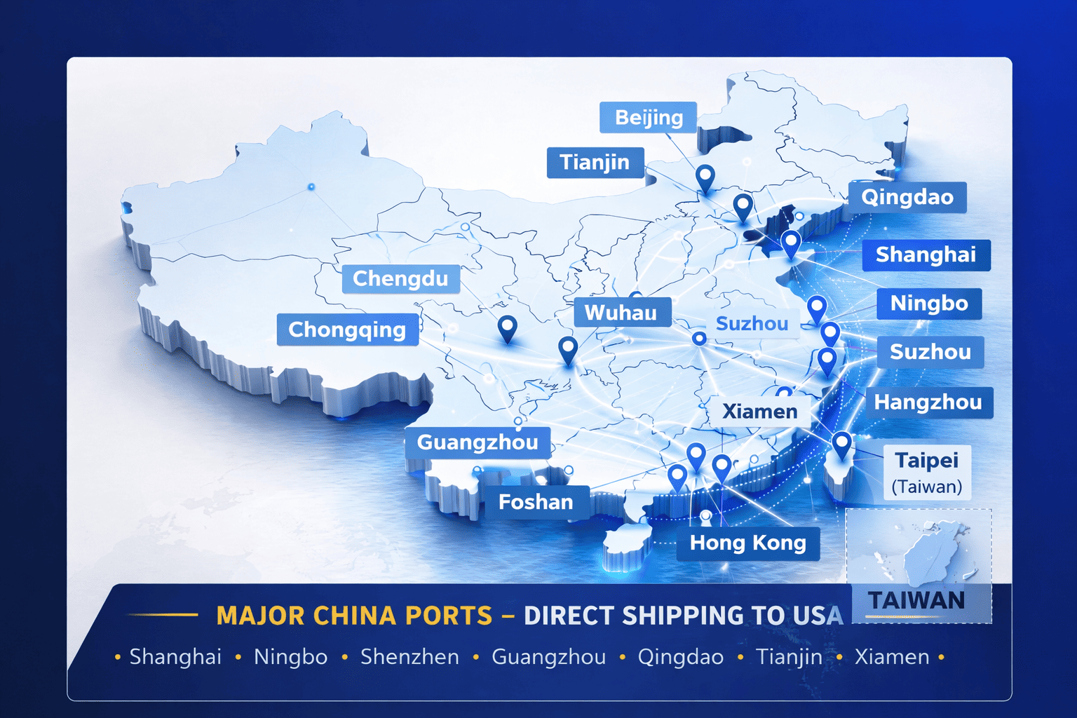 China Departure Ports Network Map