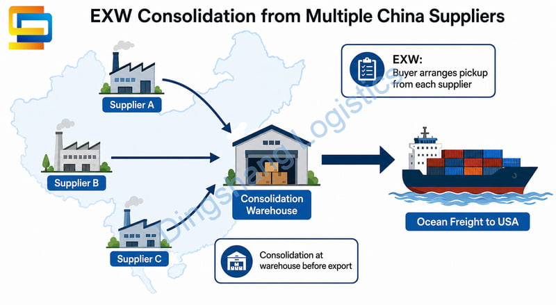 FOB vs EXW EXW consolidation from multiple China suppliers