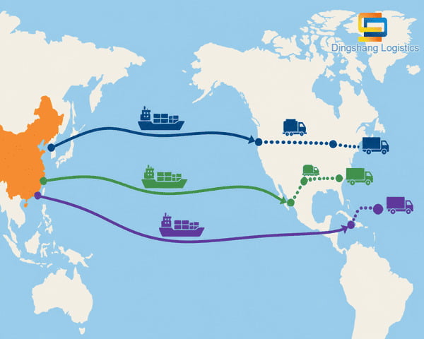 ship a container from China to Port of Dallas route options from China ports