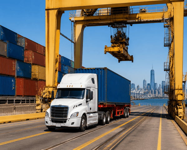 port of new york container delivery trucking
