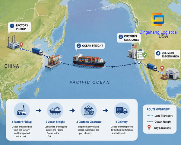 shipping CNC machines from China to USA full door to door route