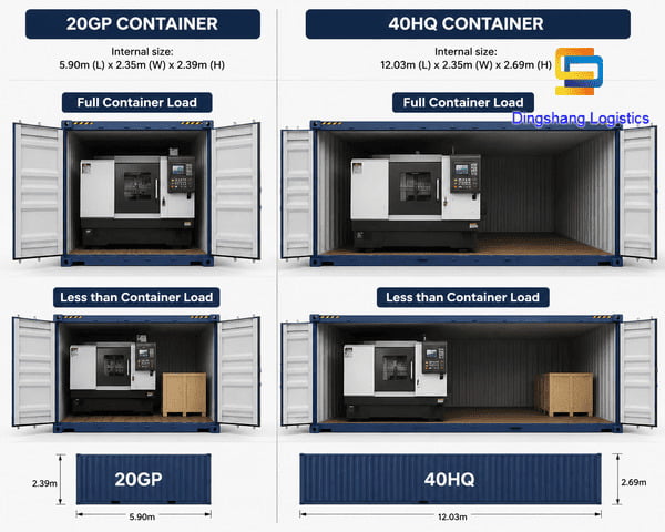 shipping CNC machines from China to USA FCL LCL door to door options