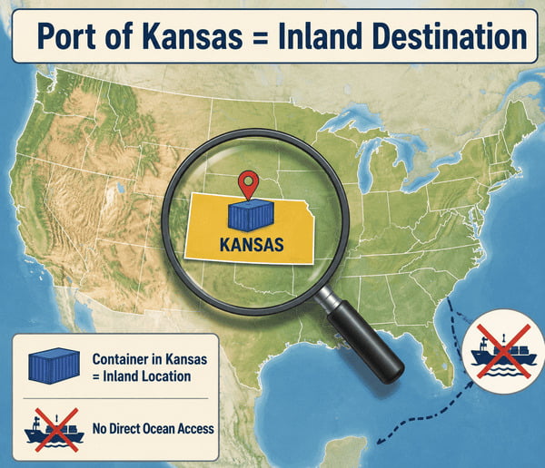 ship a container from China to Port of Kansas inland destination