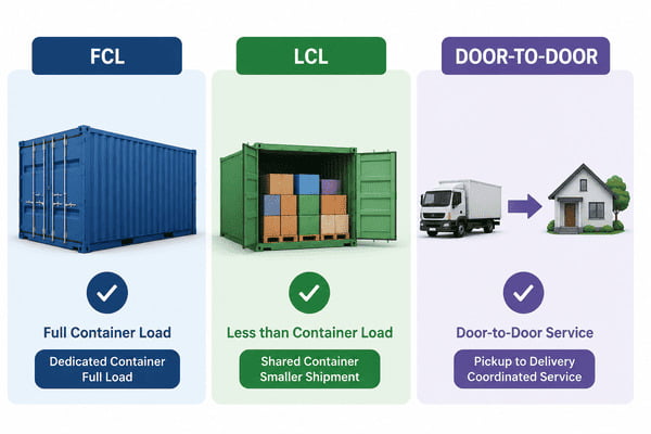 FCL LCL door-to-door service to ship a container from China to Port of Kansas