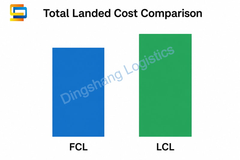 FCL instead of LCL total landed cost comparison