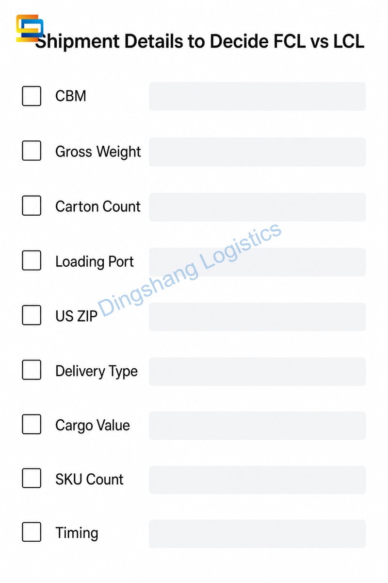shipment details for deciding FCL instead of LCL