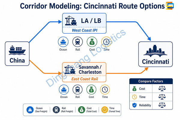 Corridor modeling for Port of Cincinnati shipments from China