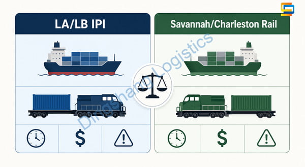 LA/LB IPI vs Savannah/Charleston corridors to Port of Cincinnati