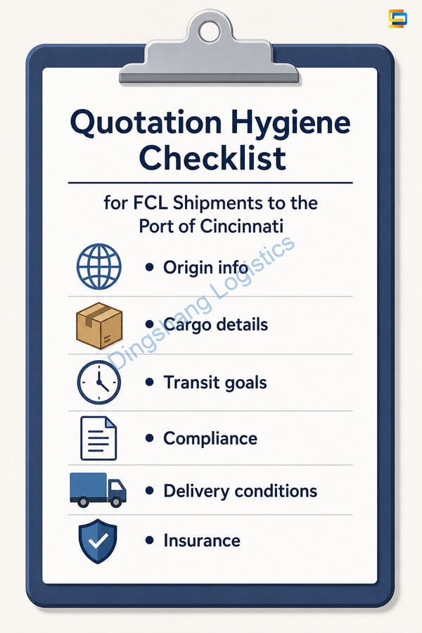 Intake checklist for Port of Cincinnati FCL quotes