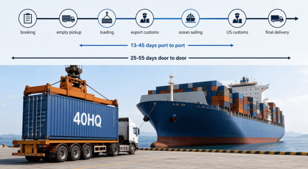 FCL shipping time from China to USA