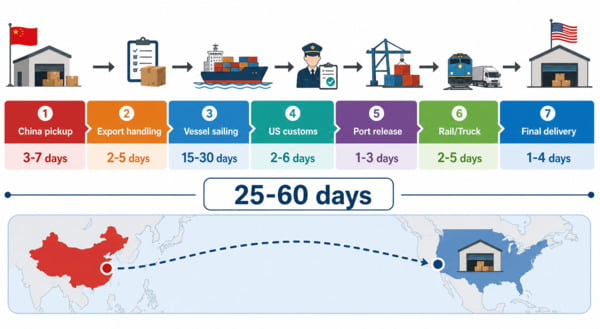 door to door shipping time from China to USA