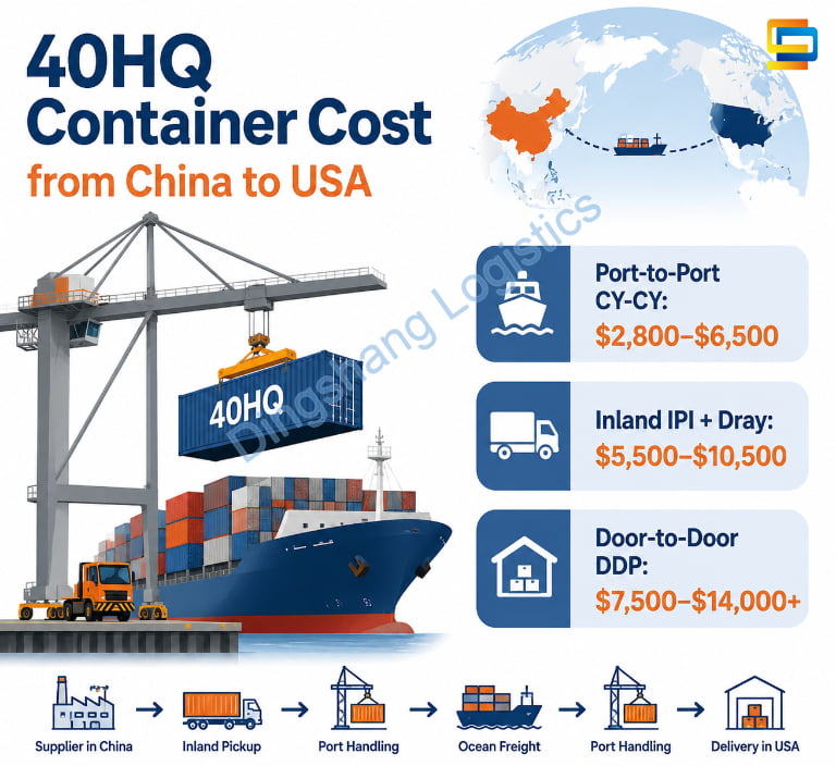 How Much Does a 40HQ Container Cost from China to USA?