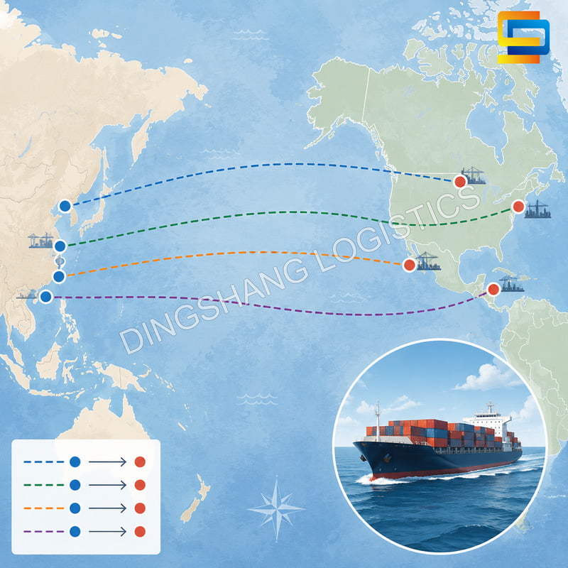container shipping rates from China to USA route comparison from China ports
