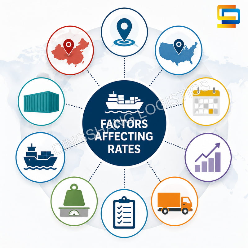 container shipping rates from China to USA affected by ports and service scope