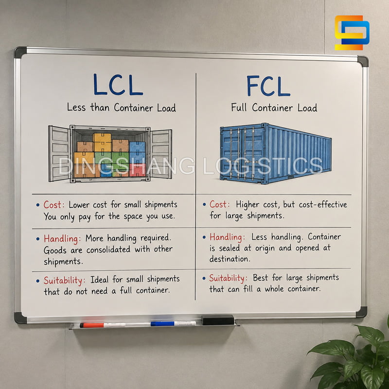 LCL vs FCL shipping from China to USA cost comparison