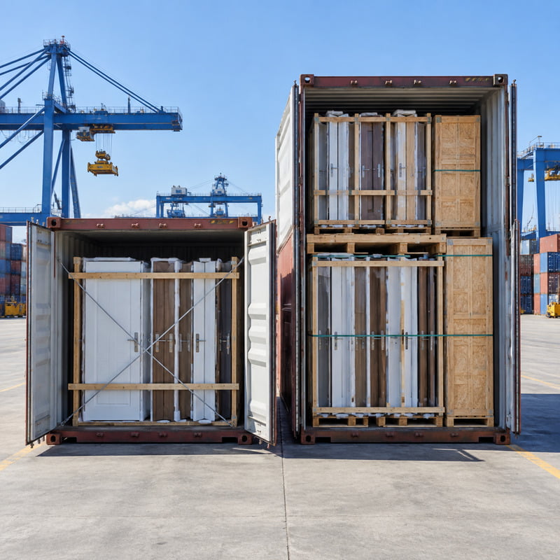 container choice for shipping entry doors from China to USA