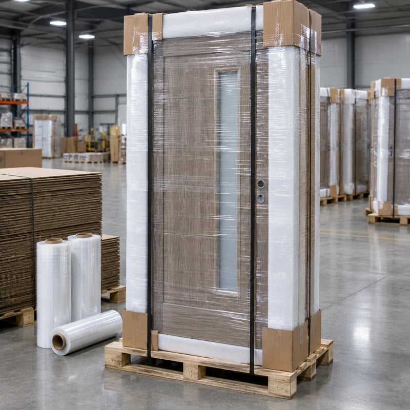 entry door packaging for shipping from China to USA by container