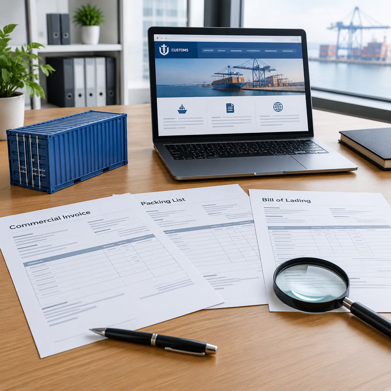 customs documents for shipping entry doors from China to USA